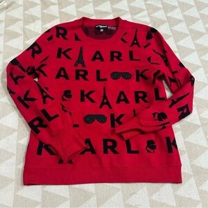 Karl Lagerfeld Paris red Karl logo sweater Eiffel Tower